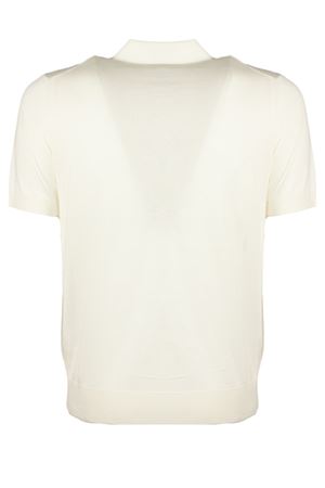 White cream silk and cotton blend polo shirt PAOLO PECORA | A006F2001102